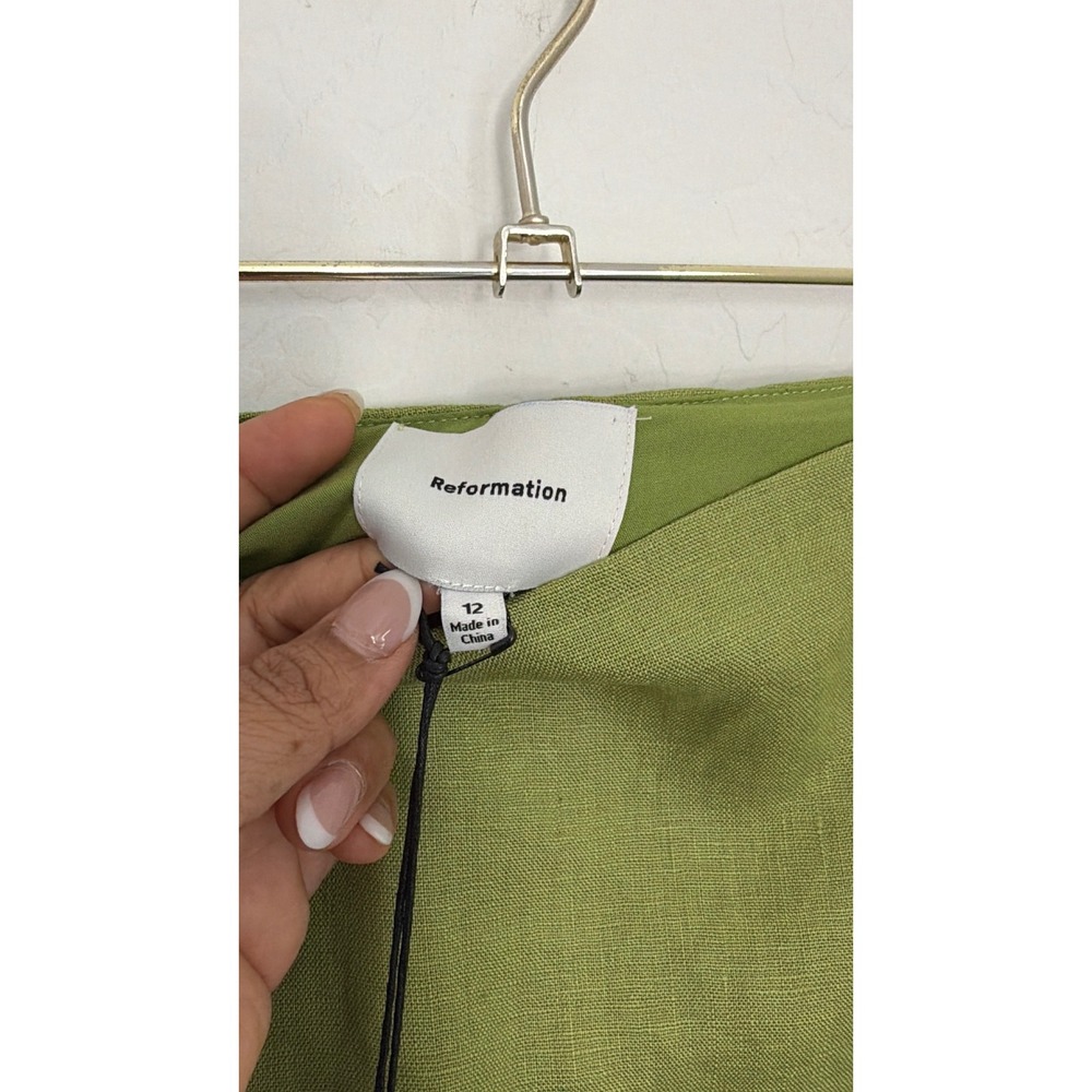 Reformation Mia Low Waist 100% Linen Minimalist Skort Avocado Green Size 12 NWT - Picture 4 of 4